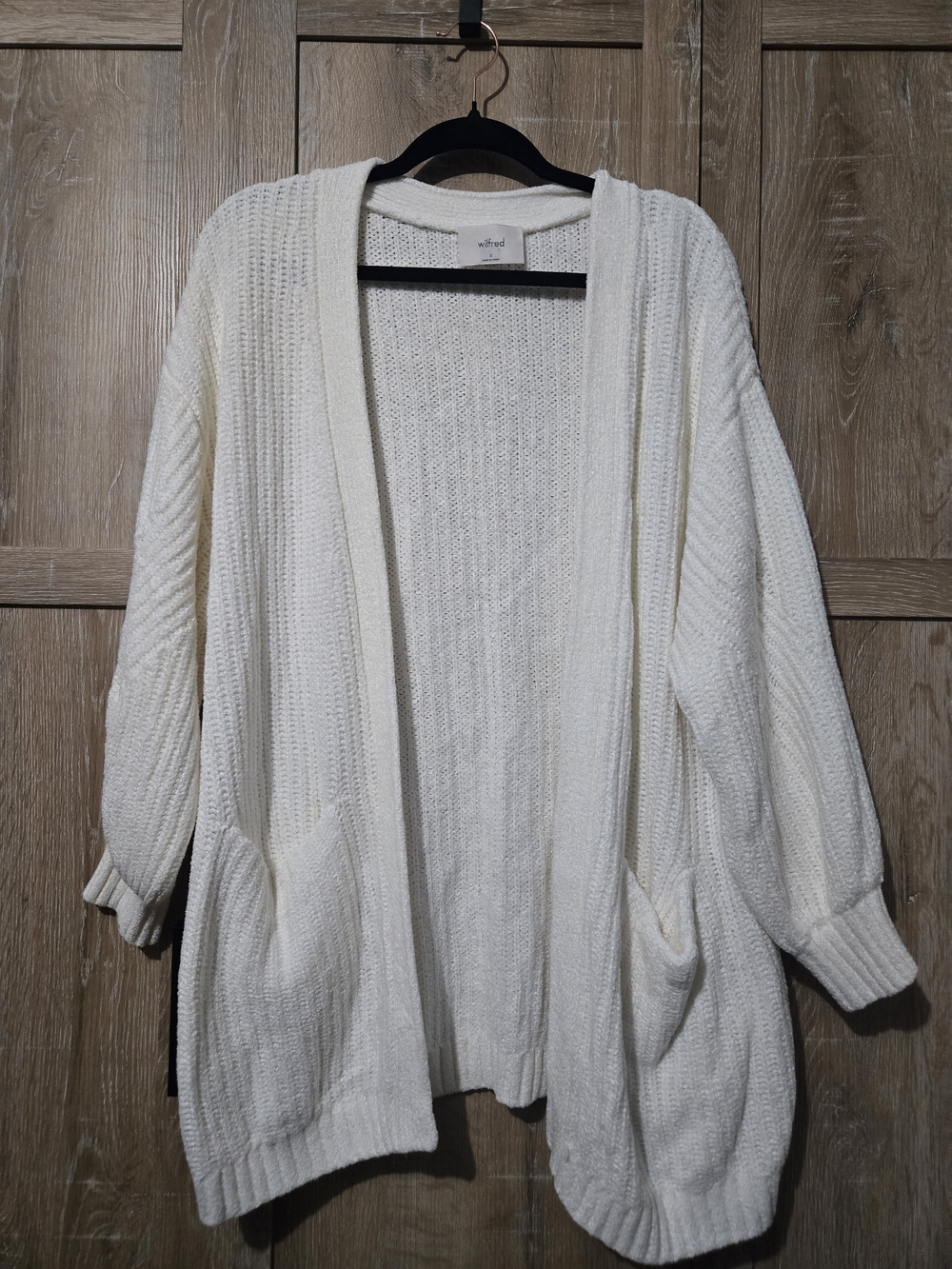 Wilfred Ivory Chenille Knit Open-Front Oversize Cardigan